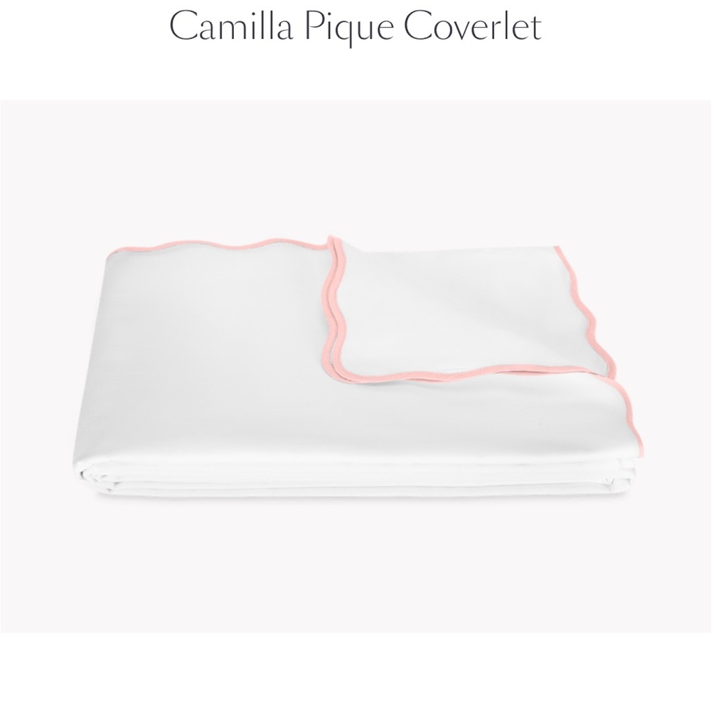 Matouk Camilla Pink Pique Coverlet - Full/Queen